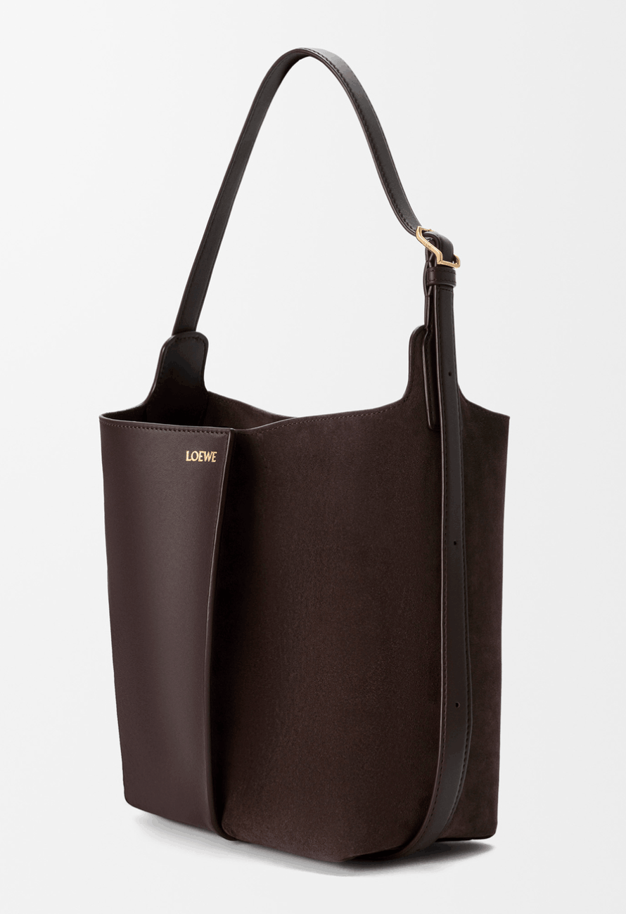 Medium Bilbao bucket in soft calfskin and suede - Dark Chestnut