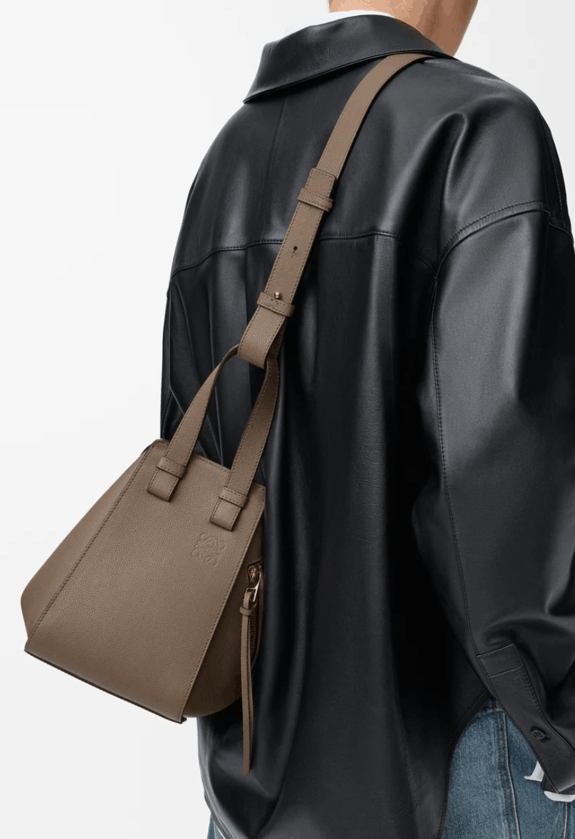 Compact Hammock Bag in Soft Grain Calfskin - Taupe