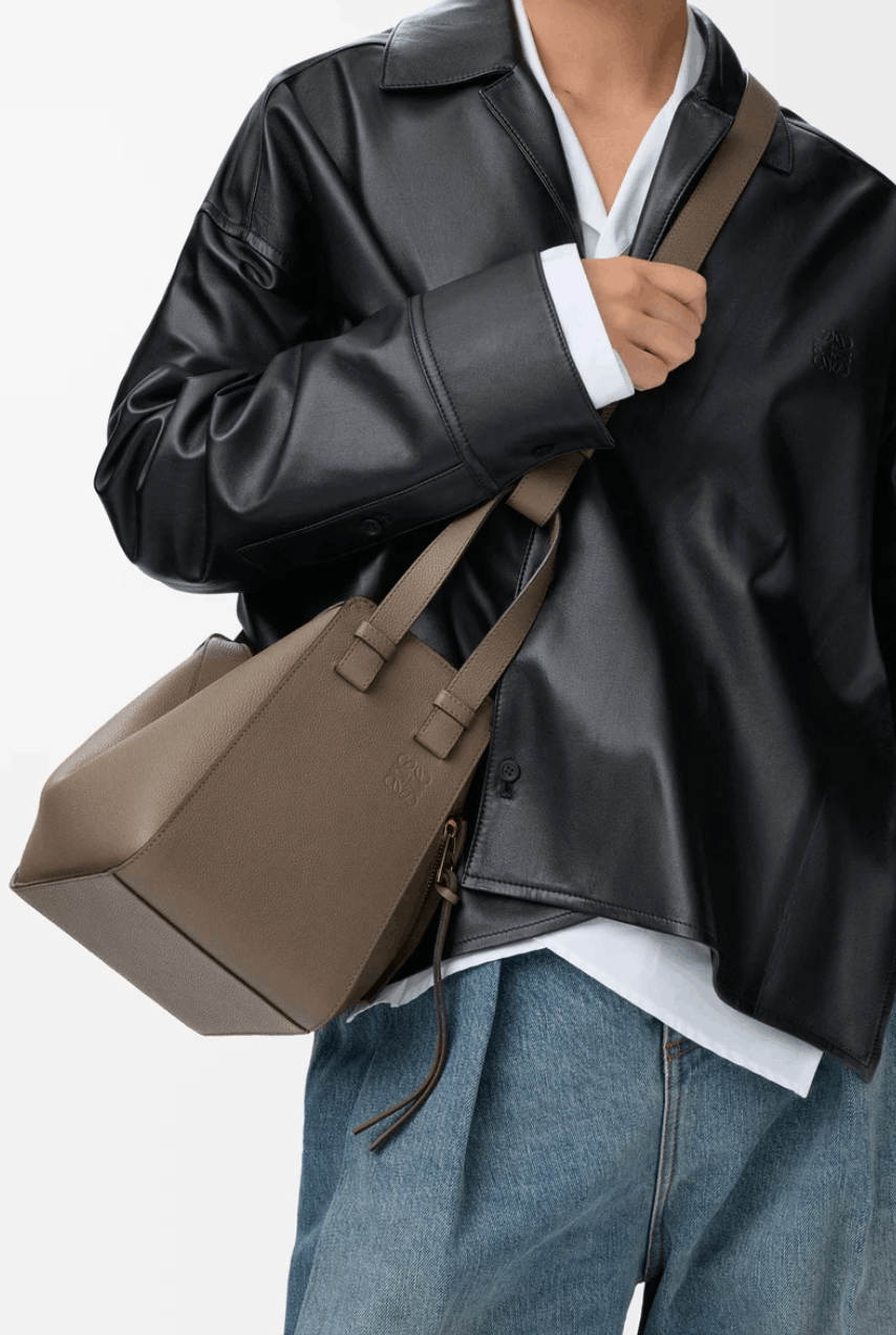 Compact Hammock Bag in Soft Grain Calfskin - Taupe