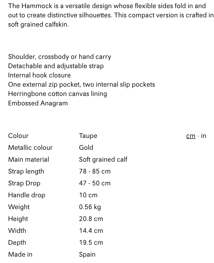 Compact Hammock Bag in Soft Grain Calfskin - Taupe