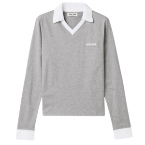 Jersey polo shirt Gray/White