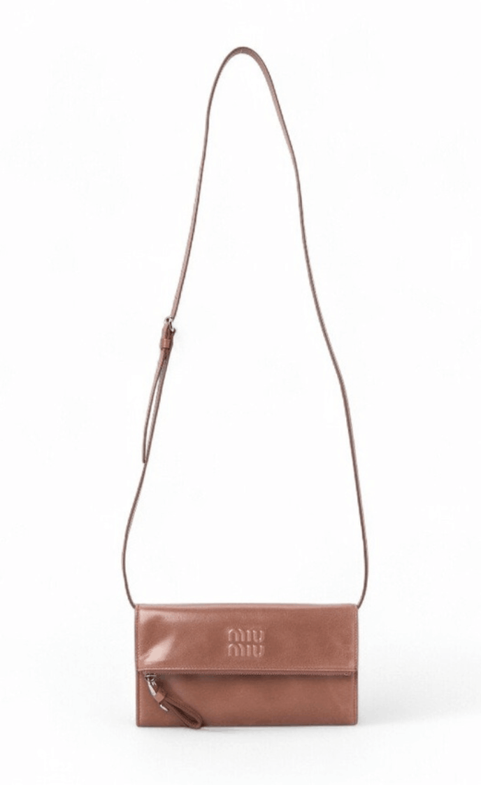 Miu Miu Shoulder Strap Leather Pouch Pink