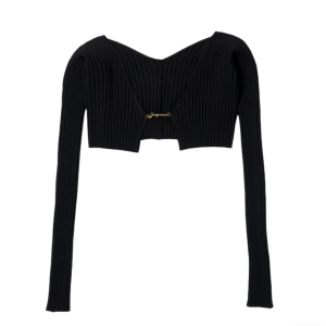 JACQUEMUS Micro Charm logo cardigan black 