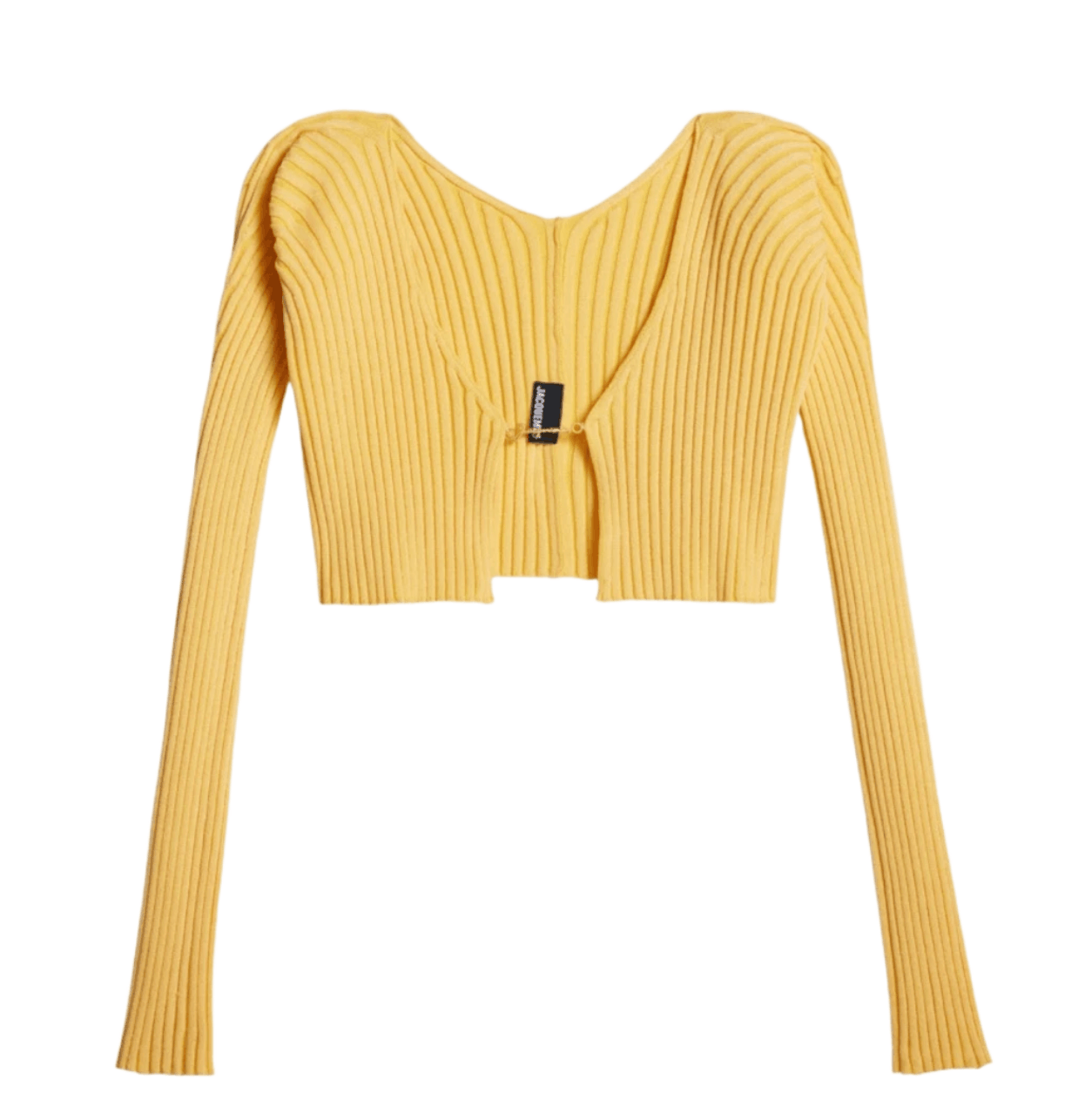(W) Jacquemus La Maille Pralu Micro Charm Logo Cardigan Light Yellow