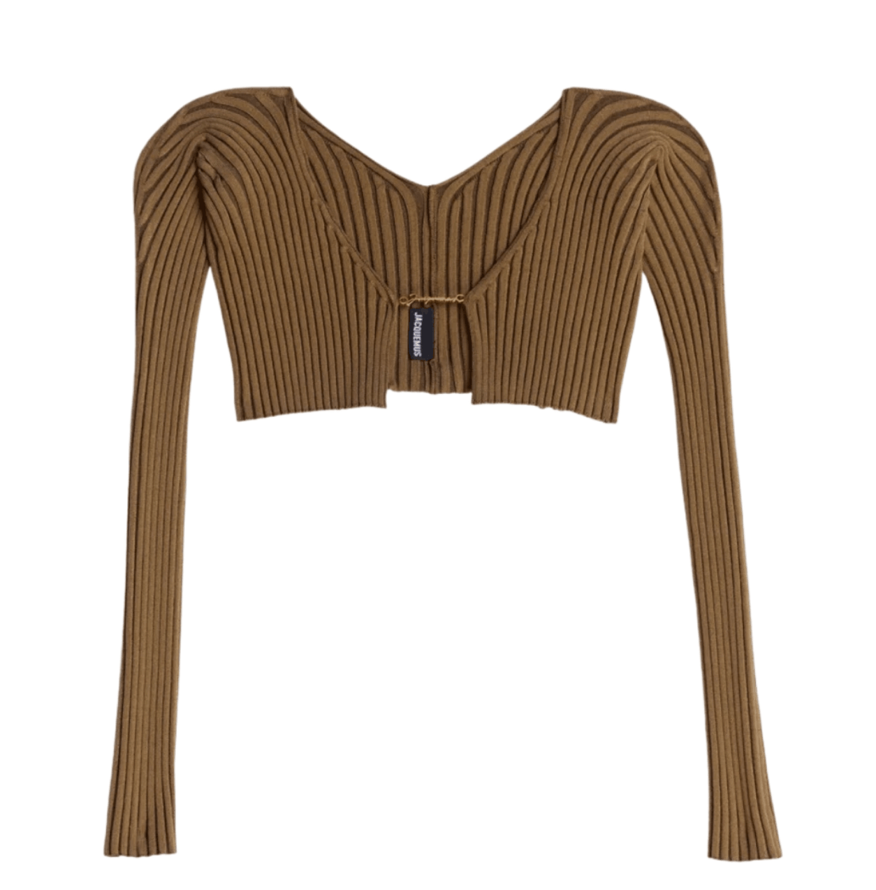 (W) Jacquemus La Maille Pralu Micro Charm Logo Cardigan Brown