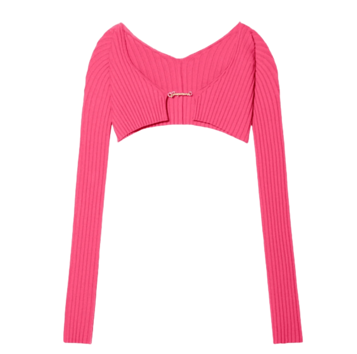 (W) Jacquemus La Maille Pralu Micro Charm Logo Cardigan Pink