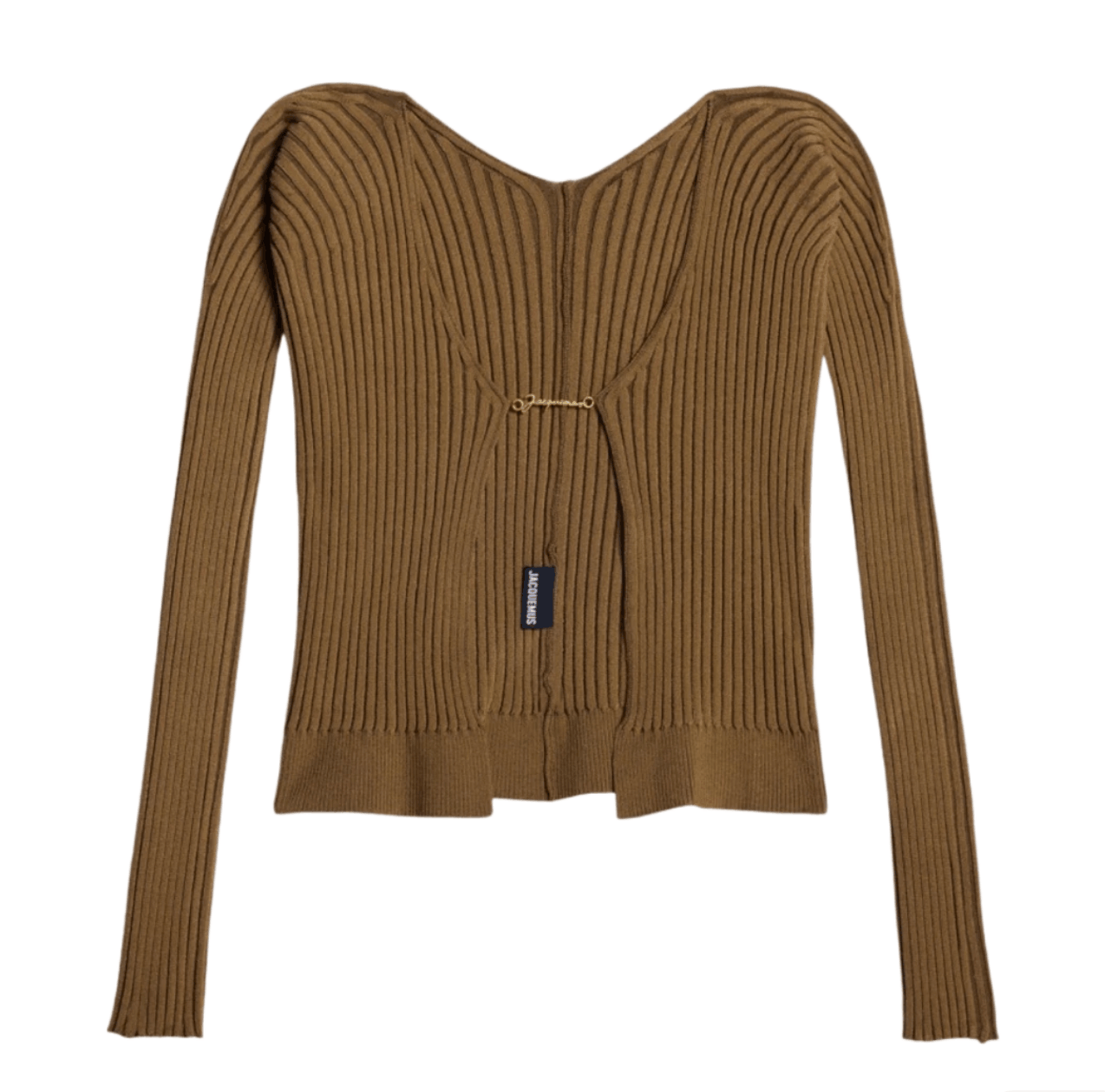 (W) Jacquemus La Maille Pralu Micro Charm Logo Cardigan Brown 223KN500 2190 850