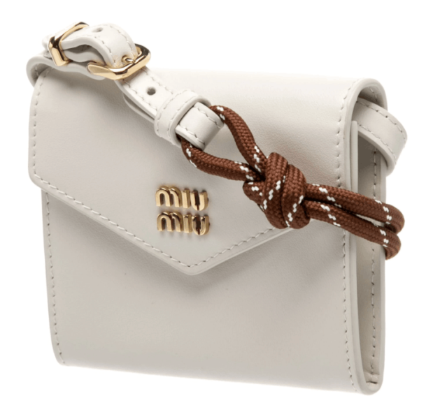 Miu Miu Leather Cord Trick Tobacco Chalk White