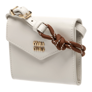 Miu Miu Leather Cord Trick Tobacco Chalk White