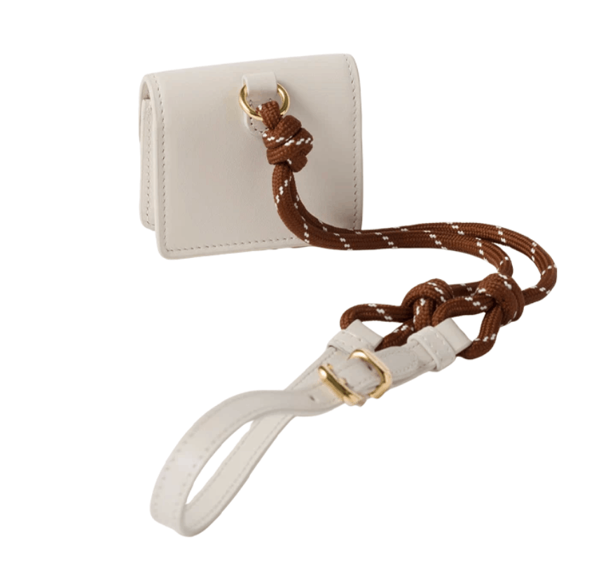 Miu Miu Leather Cord Trick Tobacco Chalk White