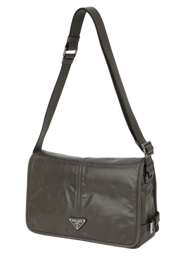 Prada Leather Shoulder Bag Bamboo Cork Beige