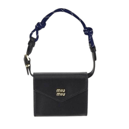 Miu Miu Leather Cord Trick Black Baltic Blue