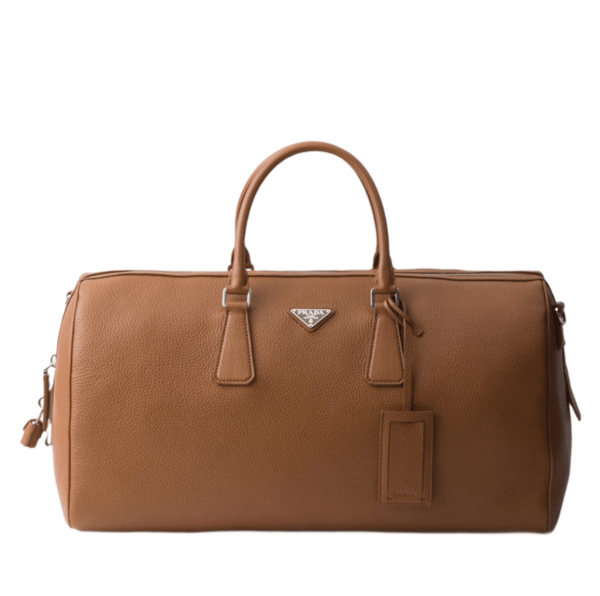 Prada Leather Duffel Bag Cognac