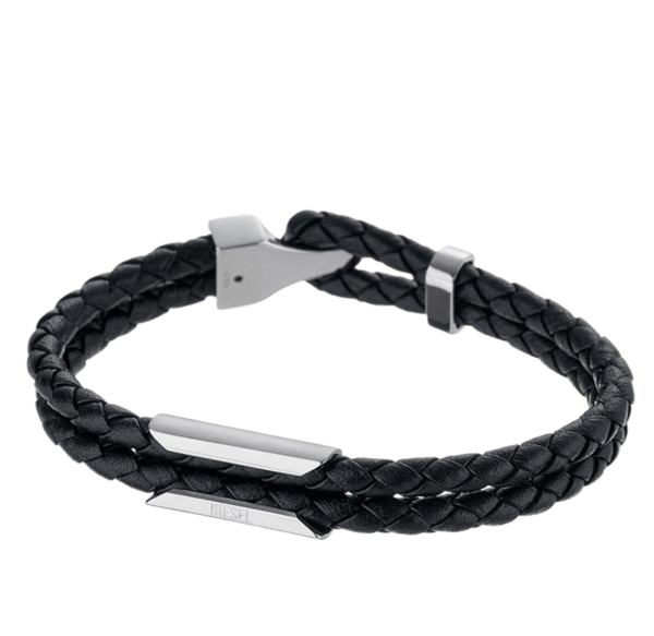 Diesel Dx1247040 Leather Stackable Bracelet Black  리뷰 1