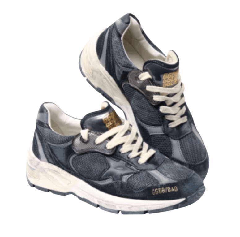 (W) Golden Goose Mesh and Suede Dad-Star Sneakers Storm Blue
