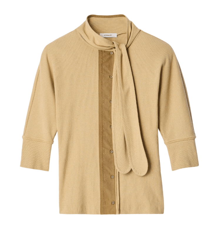 ASCOT T-SHIRT IN LINEN AND COTTON RIBBED JERSEY L