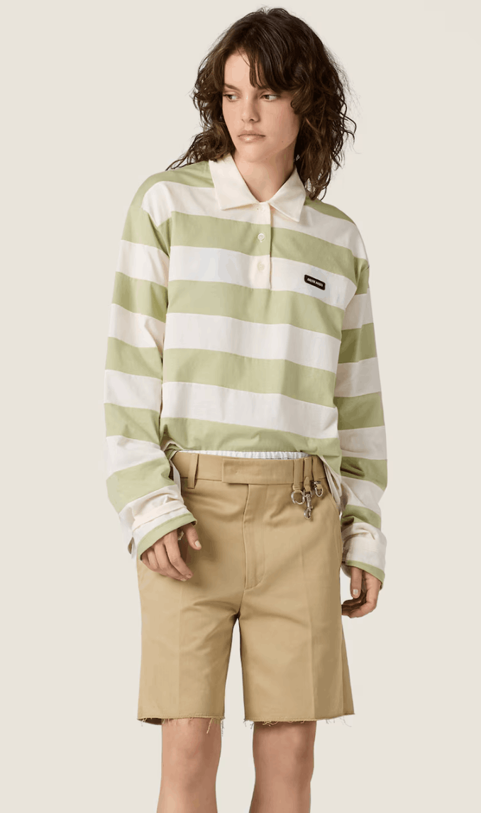 Pale Rose/agave Striped Jersey Polo Shirt
