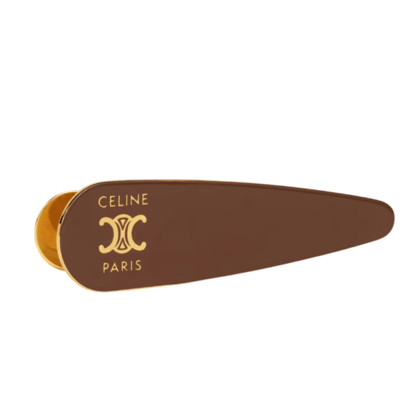 CELINE HAIR CLIP IN STEEL BROWN / GOLD