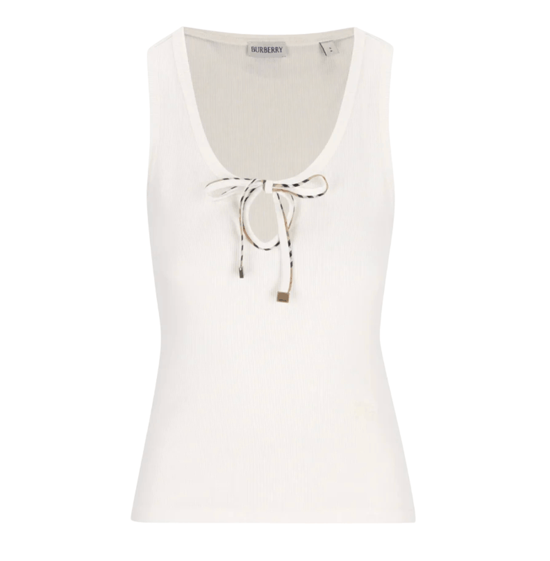 Burberry Tierra stretch-cotton lace-up tank top in chalk white
