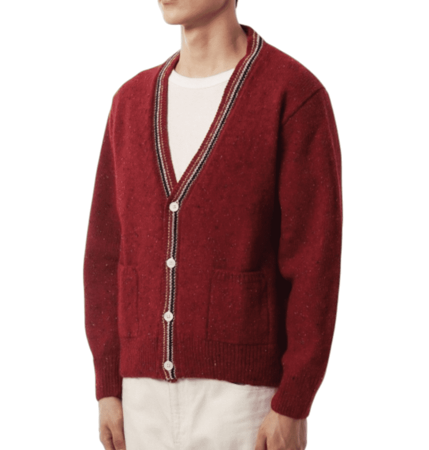 Donegal Intarsia Hector Patchwork Wool Mohair Cardigan