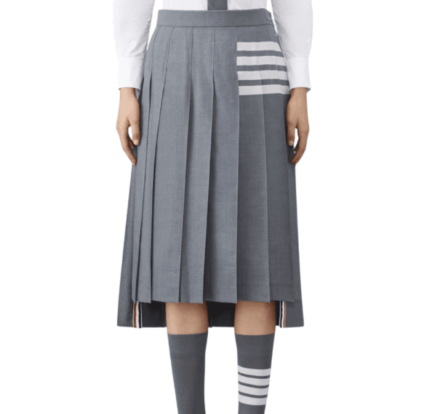 PLAIN WEAVE 4-BAR PLEATED SKIRT
