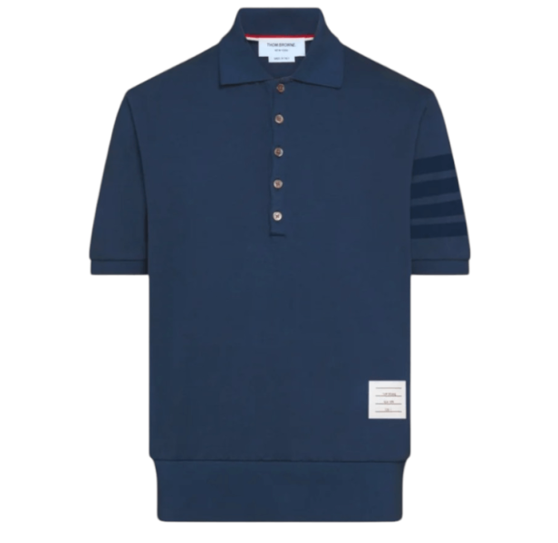 GARMENT OVERDYED JERSEY 4-BAR POLO - NAVY 