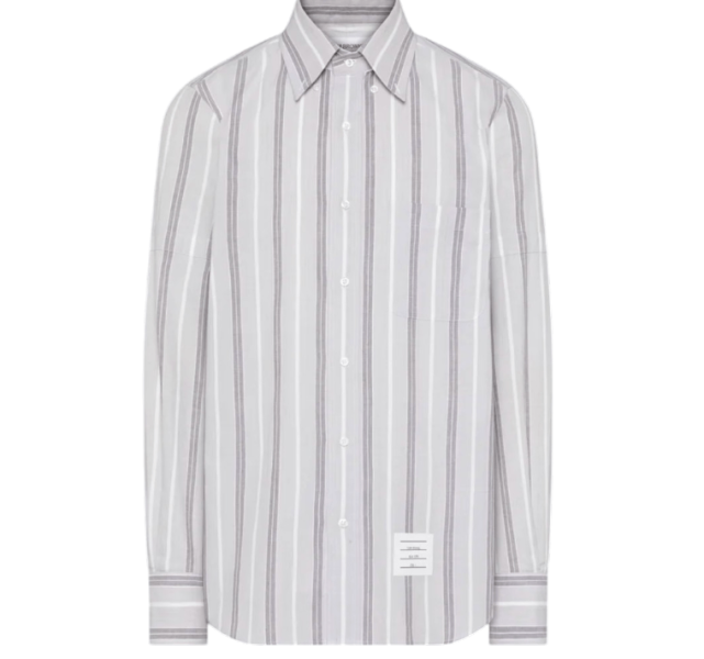 MADRAS COTTON REPP STRIPE SHIRT WITH ARMBANDS