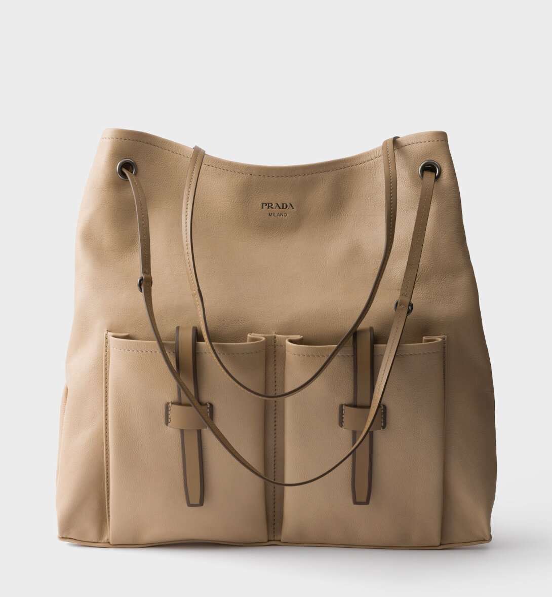 Prada Route large leather bag - Sand Beige