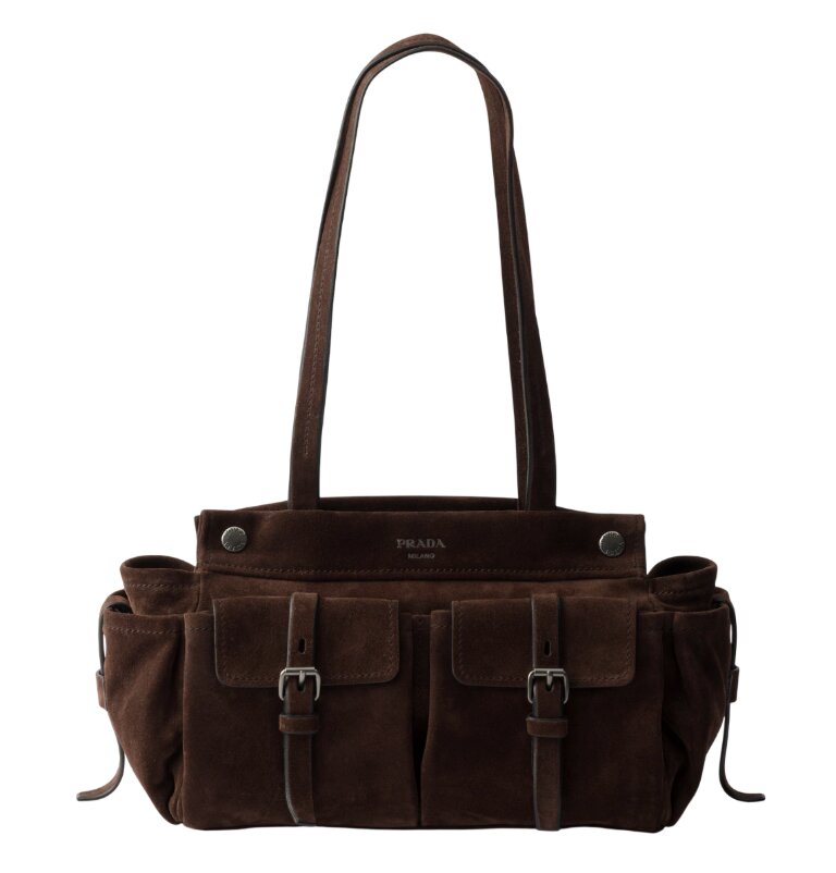 Medium suede tote bag - Dark Brown