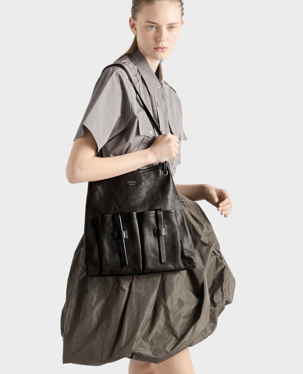 Prada Route large leather bag - Black