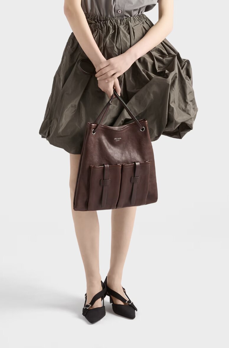 Prada Route large leather bag - Cocoa Brown
