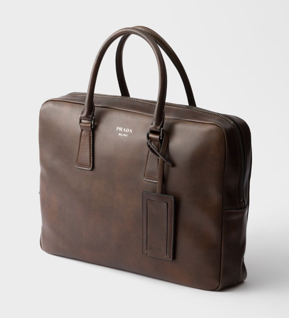 Leather work bag - Cocoa Brown