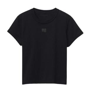 (W) Alexander Wang Puff Logo Shrunken T-Shirt in Cotton Jersey Black 4CC3221358001