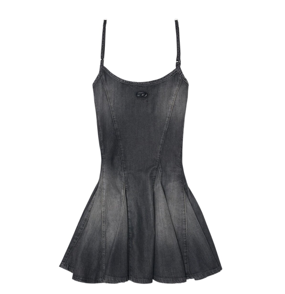 (W) Diesel De-Spoky-S Denim Mini Dress with Lightweight Skirt Grey