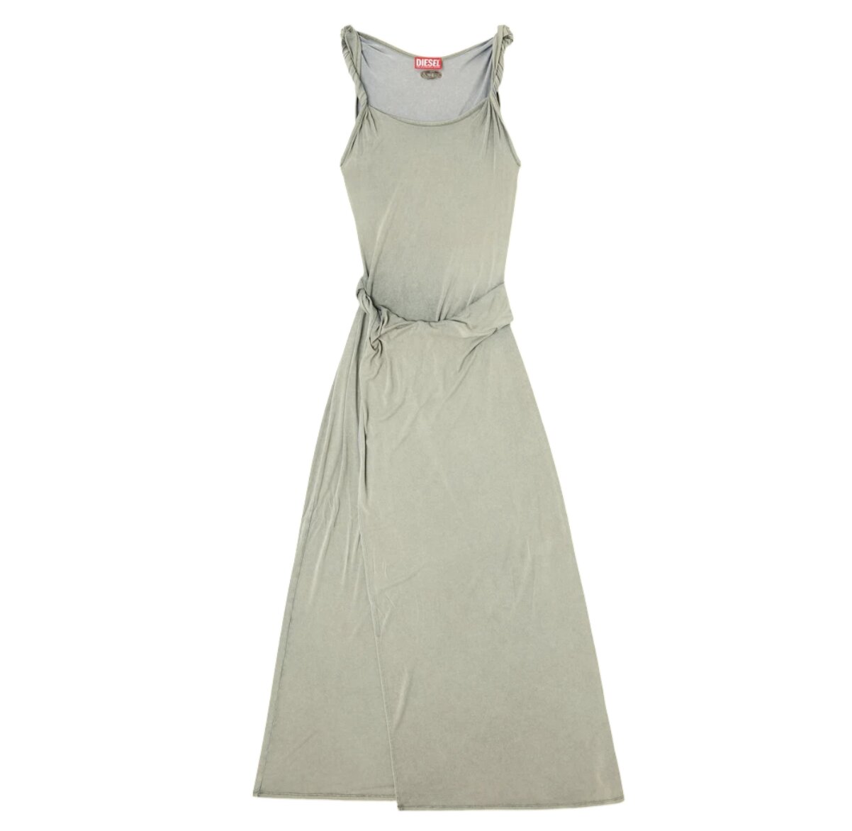 (W) Diesel D-Estiga-S1 Jersey Maxi Dress with Twisted Details Olive Green