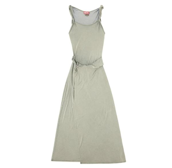 (W) Diesel D-Estiga-S1 Jersey Maxi Dress with Twisted Details Olive Green