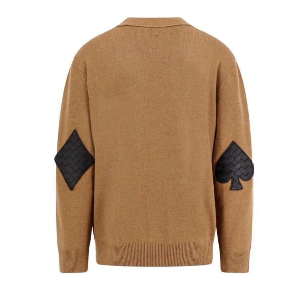 Bottega Veneta Elbow Patch Cashmere Cardigan Camel