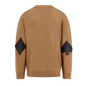 Bottega Veneta Elbow Patch Cashmere Cardigan Camel