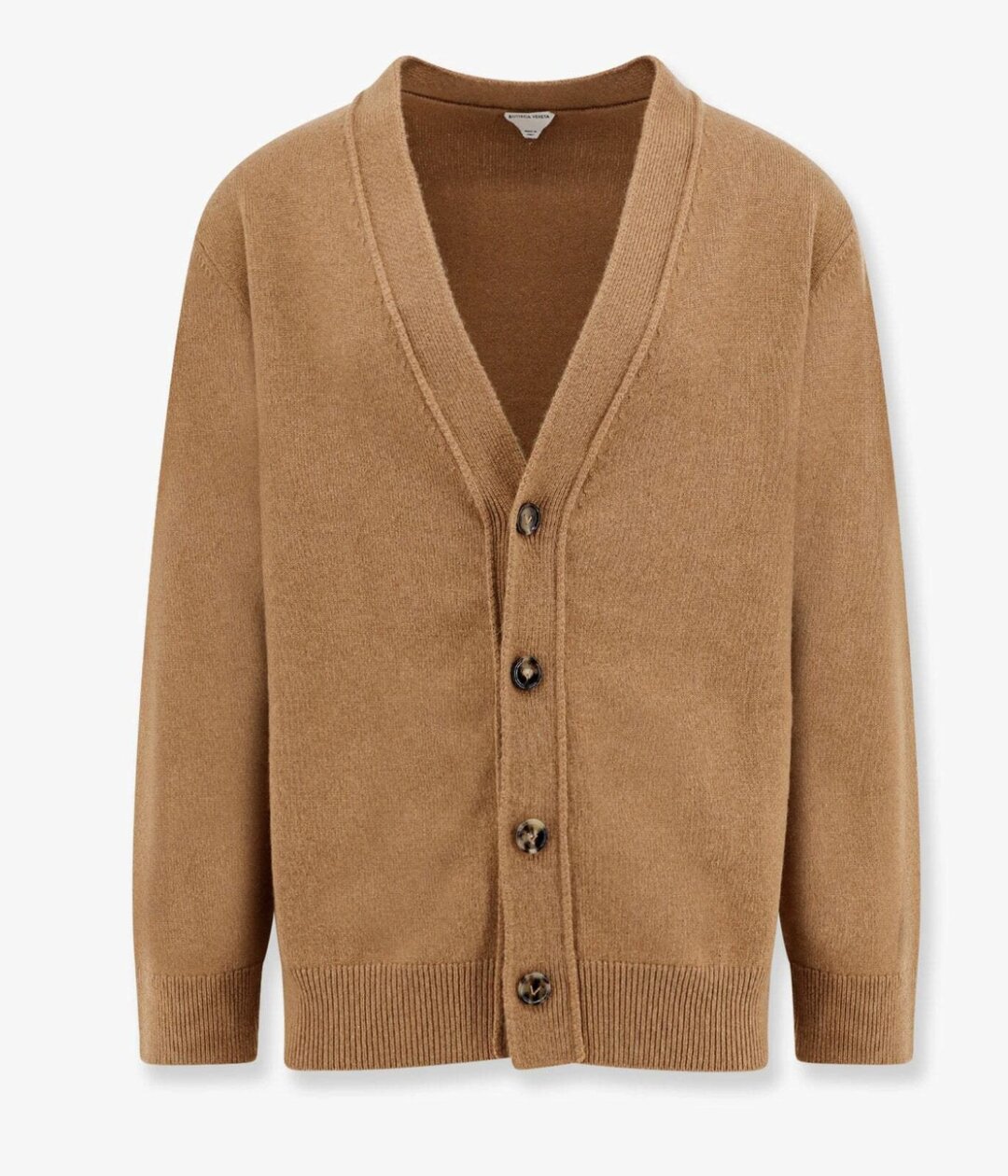 Bottega Veneta Elbow Patch Cashmere Cardigan Camel