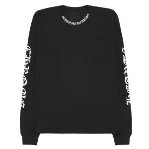 Chrome Hearts Neck Script Logo Pocket Long Sleeve T-Shirt Black White