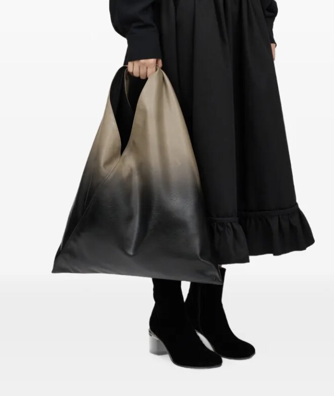 Japanese top-handle shoulder bag - BLACK BROWN