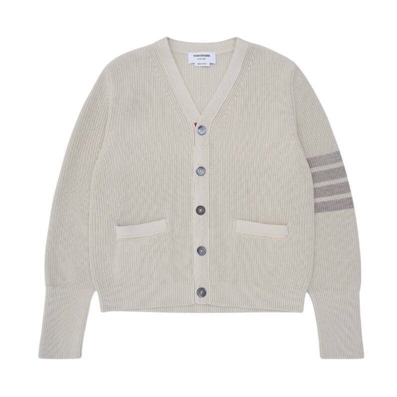 Garment Dyed Cotton 4-Bar Cardigan