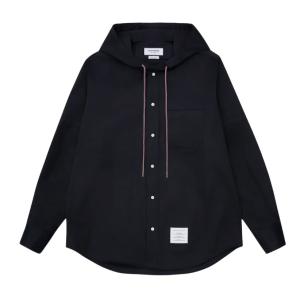 Hooded Straight Fit L/S Shirt With Rwb Cuff Detail And Front Placket And Self Armband In Poly Cotton 