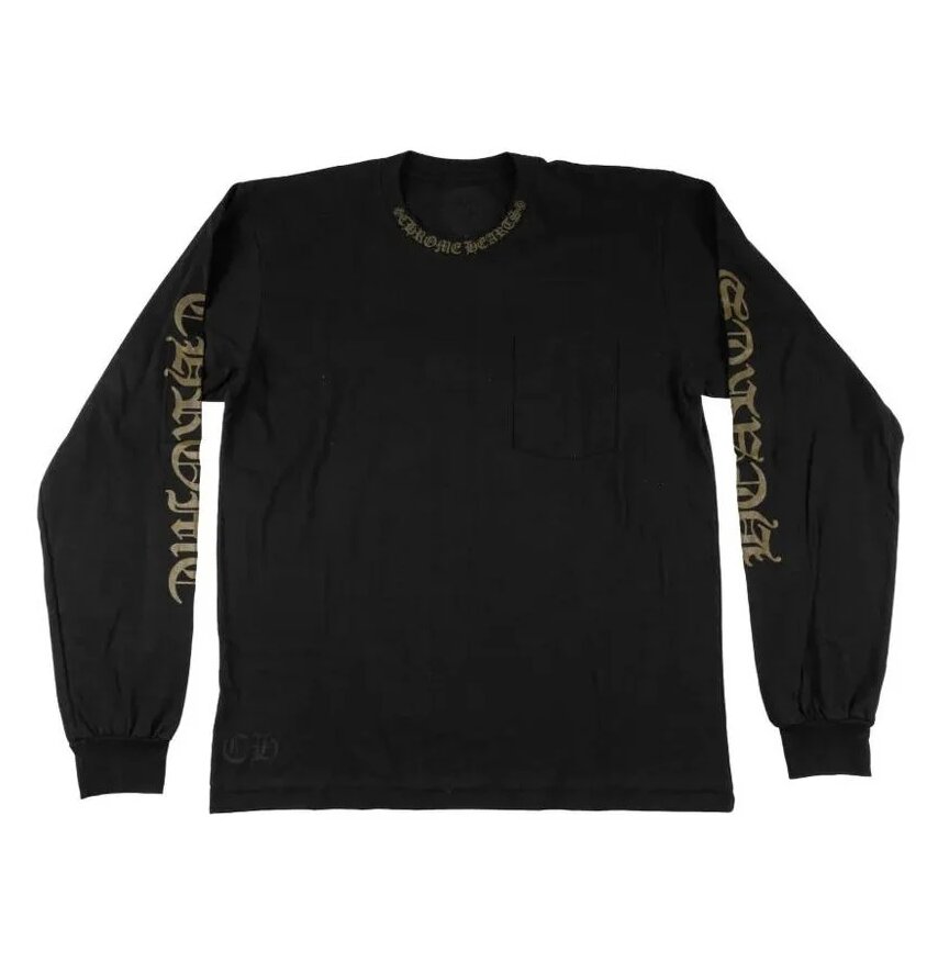 Chrome Hearts Neck Logo Pocket Crew Longsleeve T-Shirt Black Army Green
