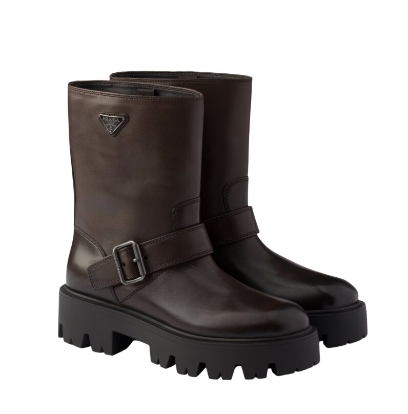 Leather mid-calf boots