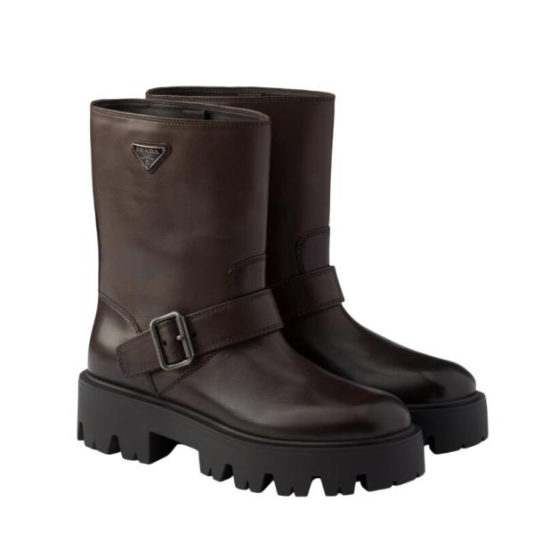 Leather mid-calf boots