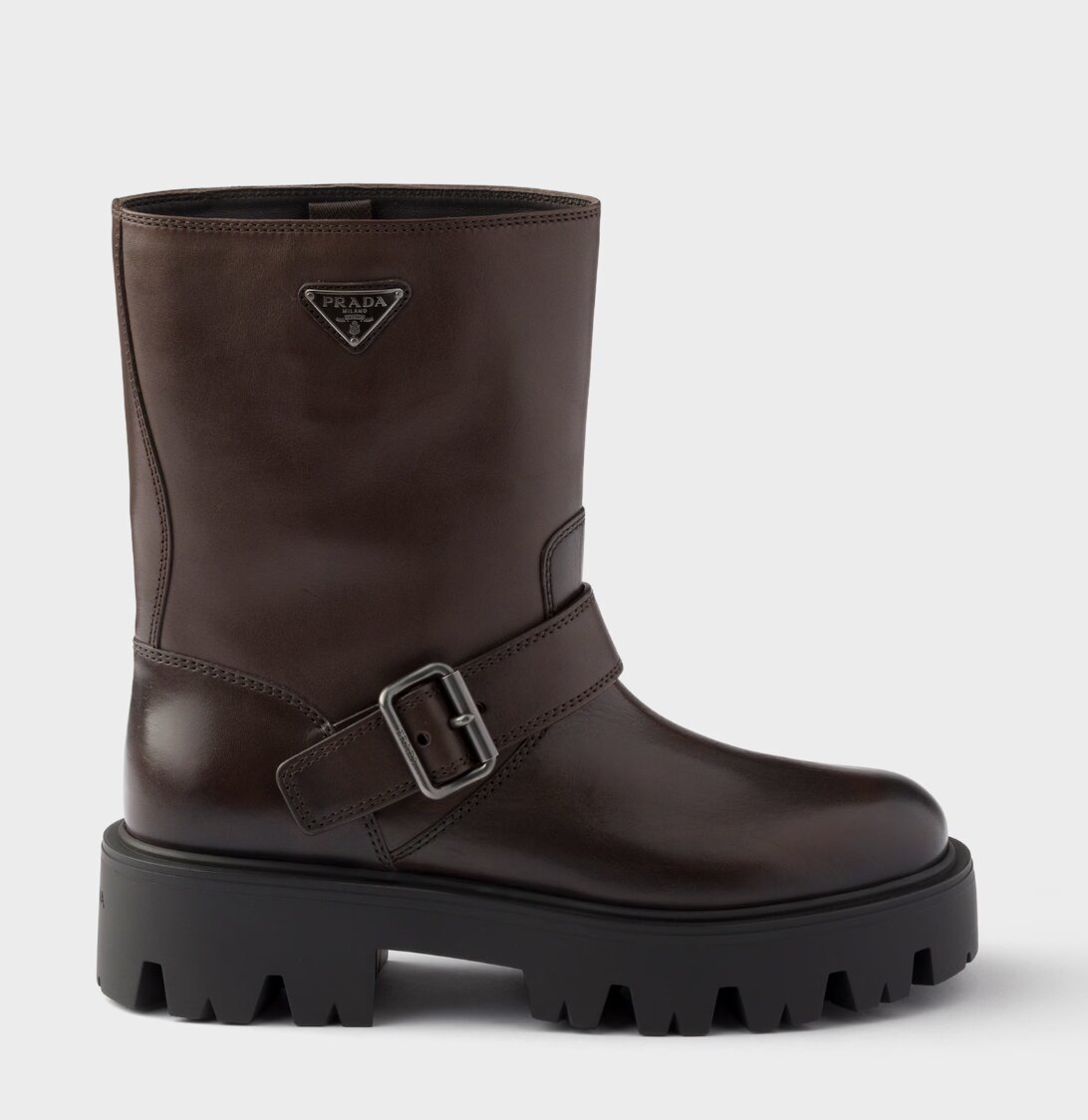 Leather mid-calf boots