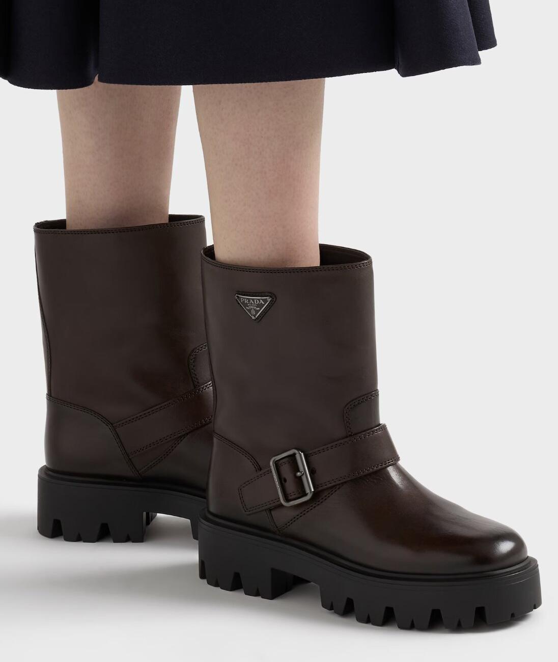 Leather mid-calf boots