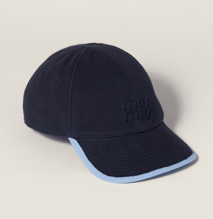 Drill and poplin baseball cap black/blue