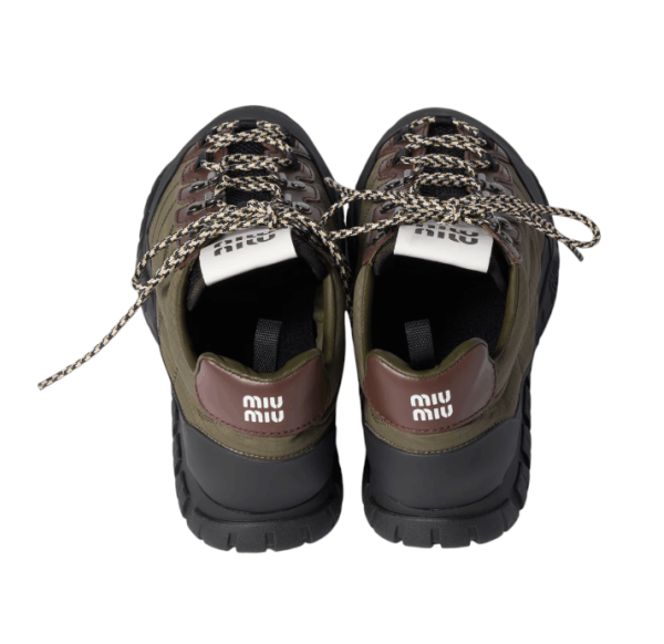 Tyre technical fabric and leather sneakers Forest Green